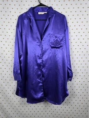 Victorias Secret VINTAGE GOLD LABEL Satin Sleep Nightigown Long Shirt Silky MED